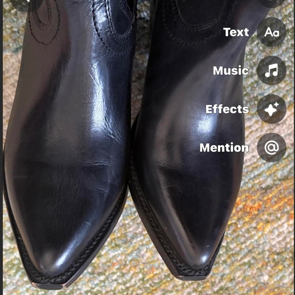 FRYE OVER THE KNEE BLACK LEATHER WESTERN BOOTS SIZE 7 - Picture 3 of 6